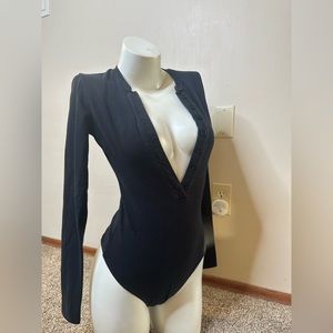 Reformation Black Nisa Knit Bodysuit